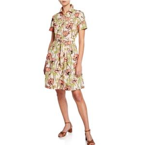 Tory Burch Derrick Poplin Shirt Dress in Pink Poppies Bloom size 6